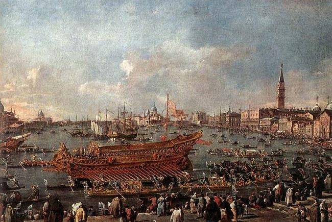 GUARDI, Francesco The Doge on the Bucintoro near the Riva di Sant-Elena oil painting picture